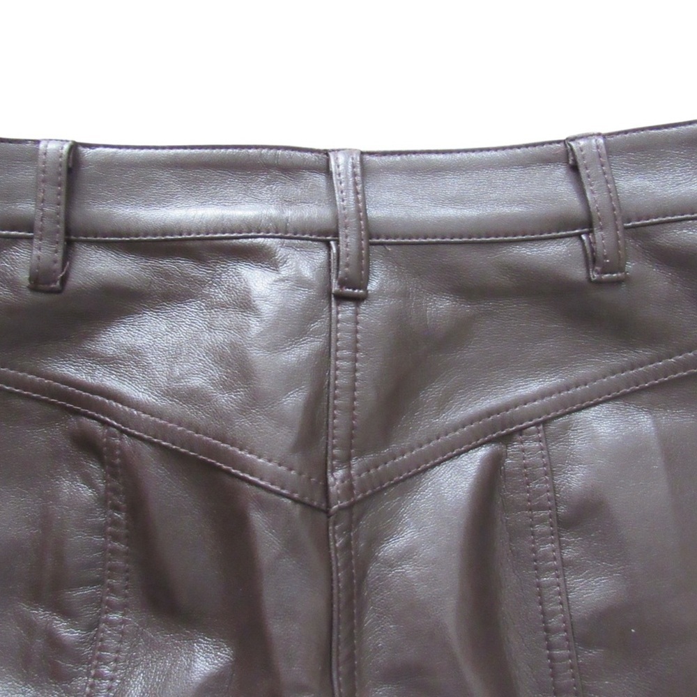 Aritzia Wilfred Rebel Pants 0 Dark Brown Vegan Faux Leather High Rise Straight - Picture 7 of 11